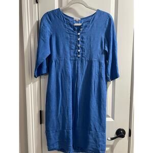 mario romano 100% linen bubble hem dress - made in Italy EUC XS